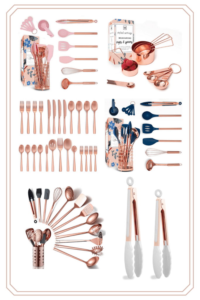rose gold kitchen utensils