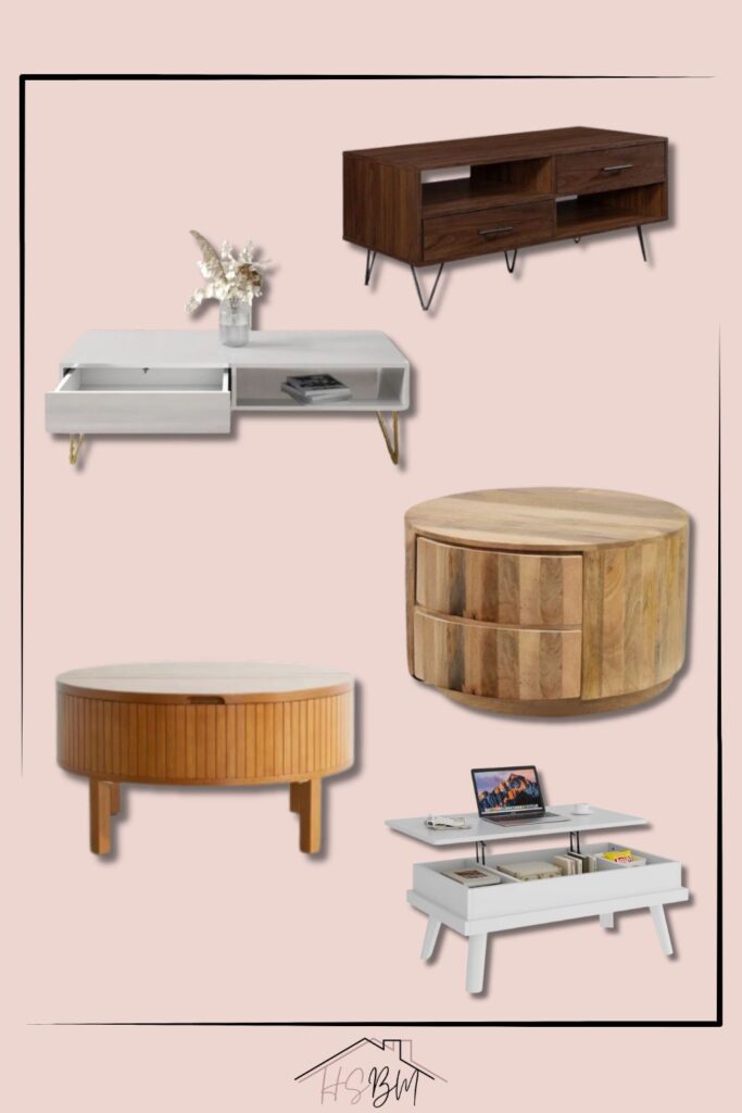 small storage coffee tables collage