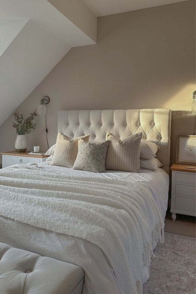neutral bedroom ideas - warm minimalist accessories
