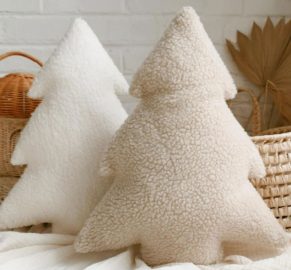 white christmas decor - christmas tree shaped pillow