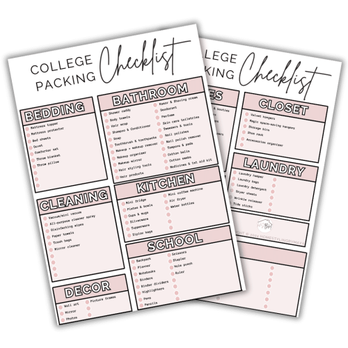 college packing list