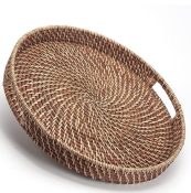 Round rattan woven tray