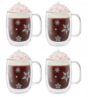 Snowflakes glass mugs