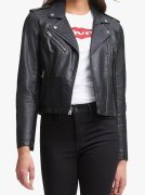black leather jacket