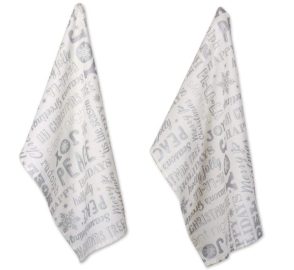white christmas decor - metallic christmas kitchen towels