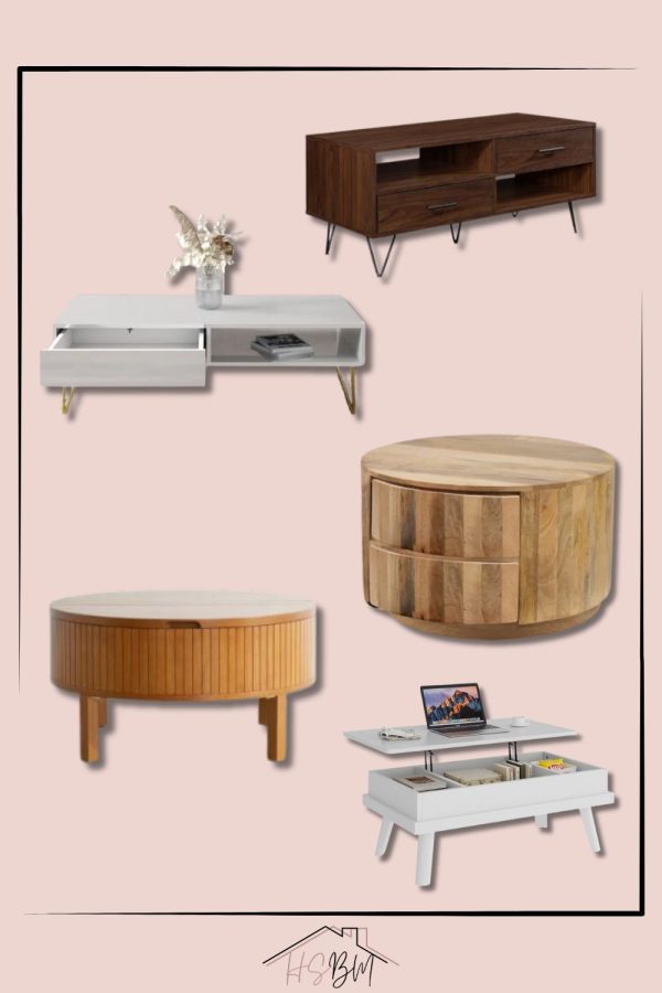 small storage coffee tables collage
