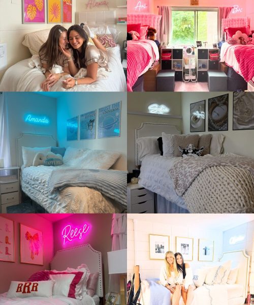 dorm room ideas- collage of different dorm room ideas for girls