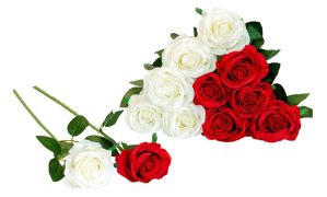 red white artificial flowers