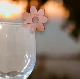rose gold flower drink tag